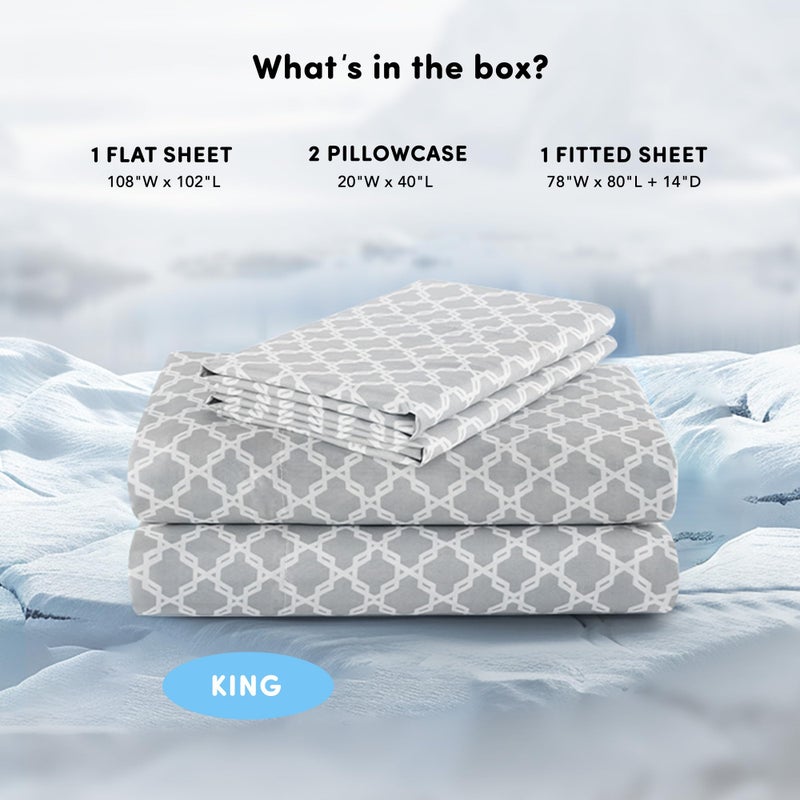 Comfort Spaces King Cooling Sheets, Moisture Wicking Coolmax Sheets, Soft, Colorfast Sheet Set, Cooling Bed Sheets For Hot Sleepers, Elastic Deep Pocket Fits Up to 16" Mattress, King Charcoal 4 Piece - Image 3